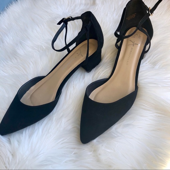 pointed low block heel